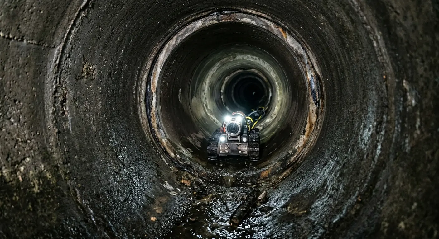 Robotic sewer camera inspecting pipe interior for Sewer Line Cleaning in Hazleton